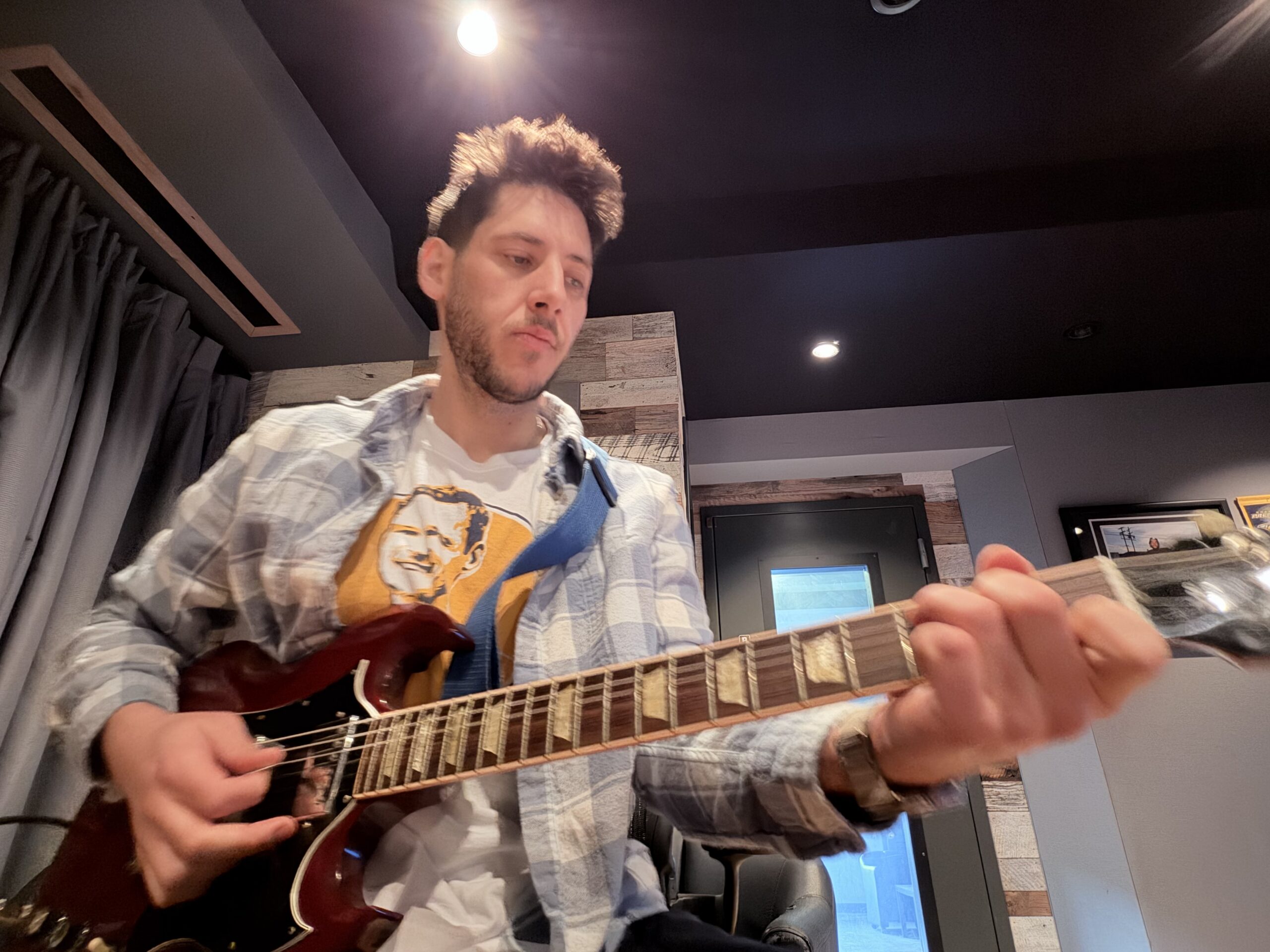 Leeds Recording Studio owner, Adam Leeds shredding a guitar solo